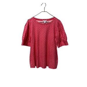 Liz Claiborne XXL cherry red pink Geometric Print Crew Neck T Shirt Top